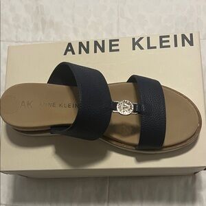 Anne Klein Dark Blue and Tan Sandals